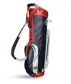 Sun Mountain Golf Leather Cart Bag 14 Sun Mountain Golf Leather Cart Bag -A-Grind Golf Shop G823519LeatherCartNavy White Red