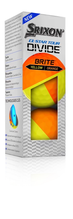 Cleveland Golf Srixon Q-Star Tour Divide Golf Balls - Dozen -A-Grind Golf Shop Q StarDivideOrangeYellowSleeve