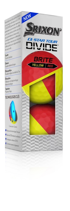 Cleveland Golf Srixon Q-Star Tour Divide Golf Balls - Dozen -A-Grind Golf Shop Q StarDivideRedYellowSleeve